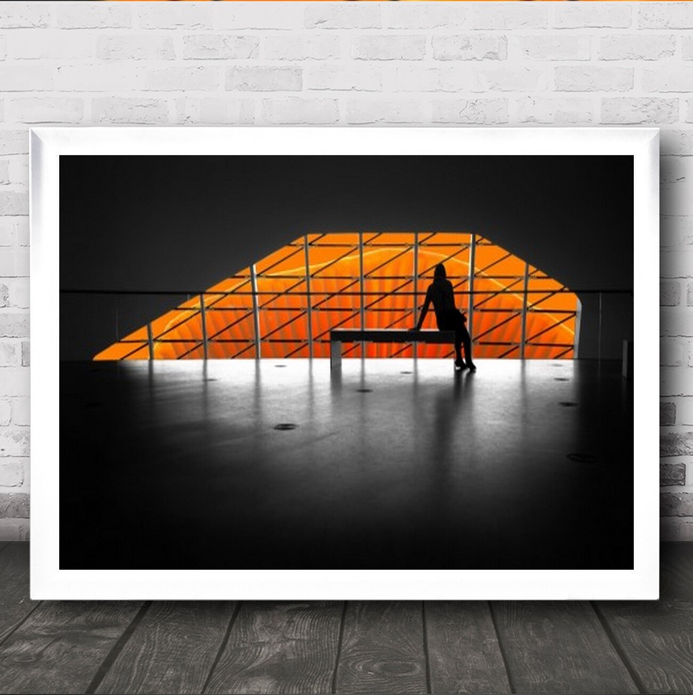 Enjoying Sunrise Creative Orange Netherlands Nl Girl Sitting Wall Art Print