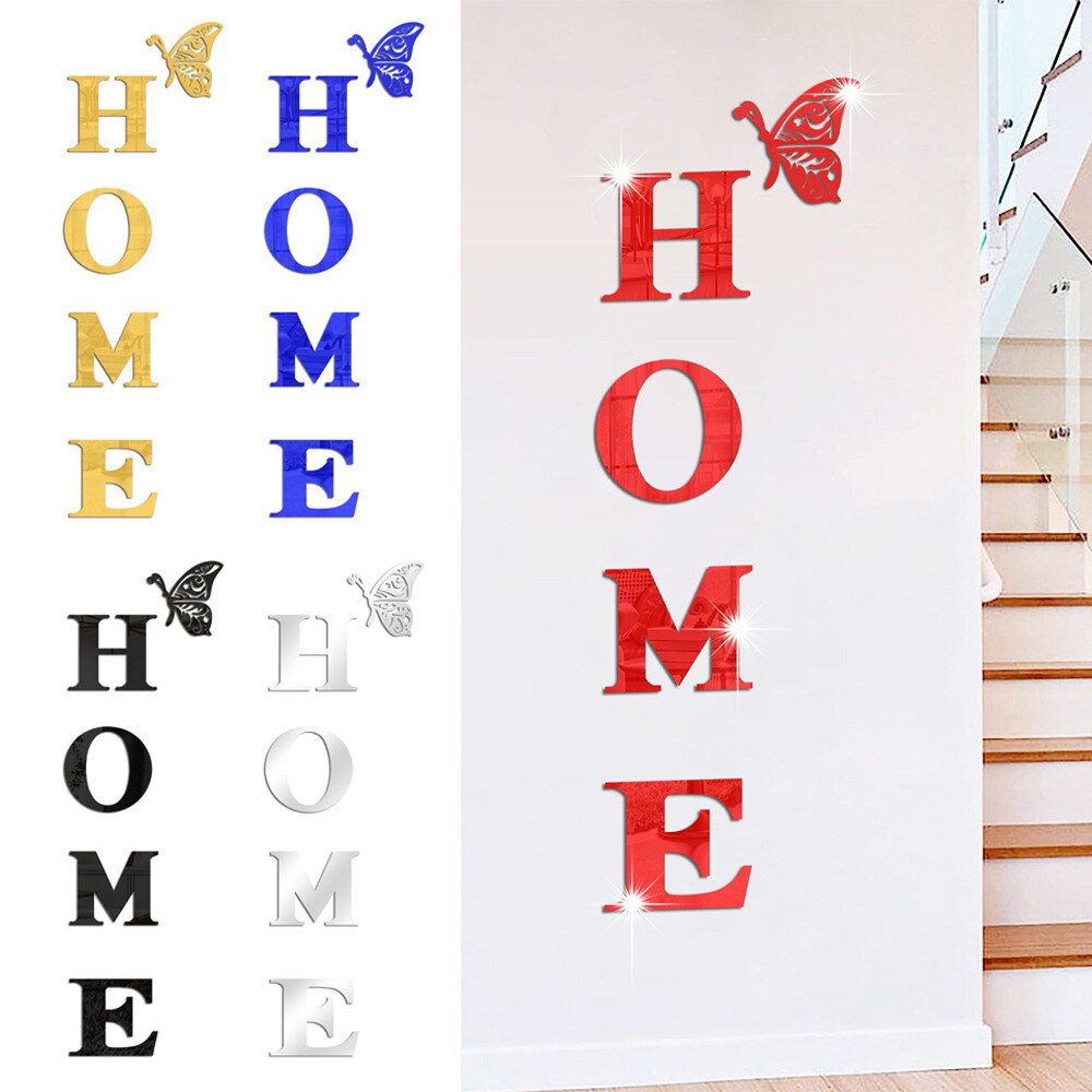 3D Mirror HOME Art Removable Wall Stickers Acrylic Mural Decal Home Room Decor