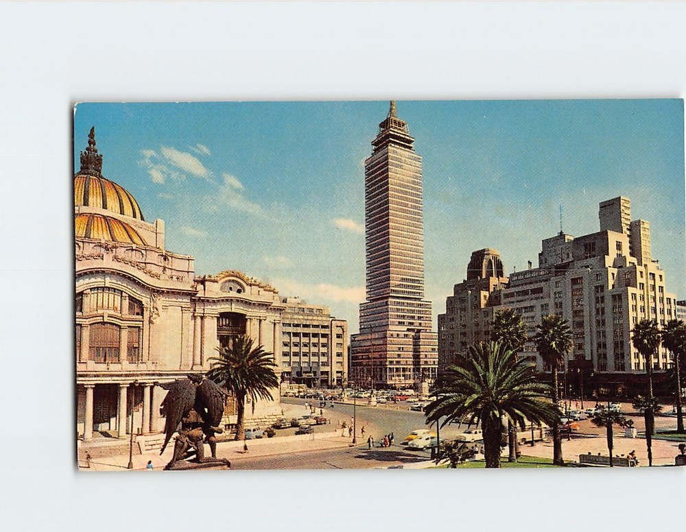 Postcard Palacio De Bellas Artes Y La Torre Latino Americana Mexico City Mexico