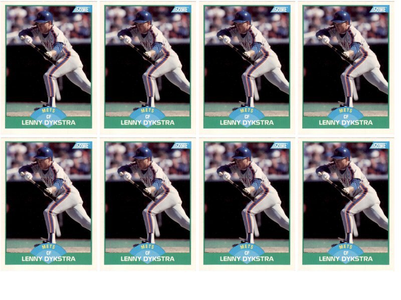 (8) 1989 Score #84 Lenny Dykstra New York Mets Card Lot