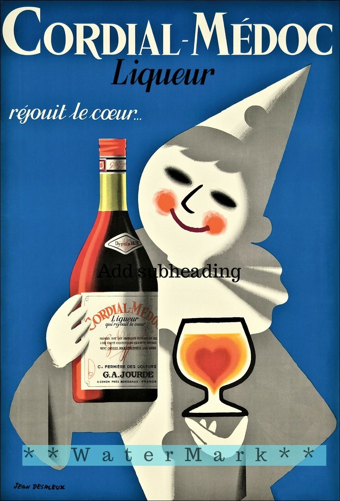 Vintage 1955 Cordial Medoc French Liqueur Retro Poster Wall Art