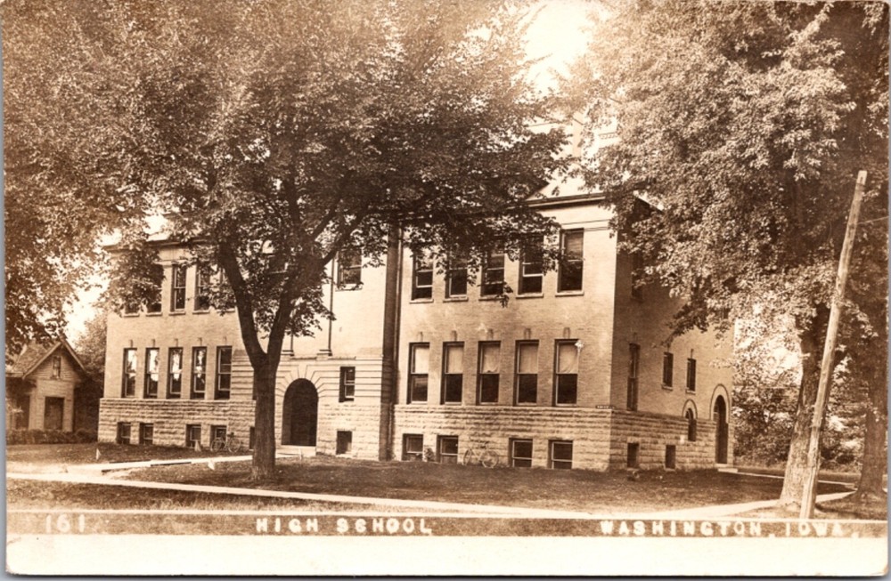 Real Photo Postcard High School in Washington, Iowa