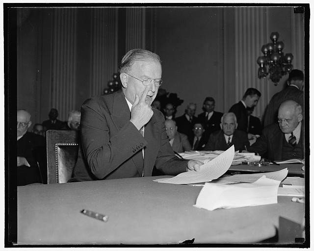 Photo:Burton K Wheeler 1938 Railroad Wage Cut Hearing Fact Finding Board
