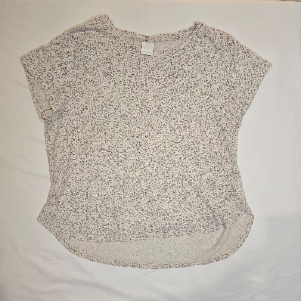 H&M Basics Women’s Large 100% Cotton Polka Dot T-Shirt Short Sleeve Hi-Low