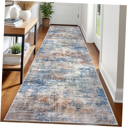 Abstract Runner Rug 3x12 Ft Washable Runners for Hallways, Non Slip Kitchen