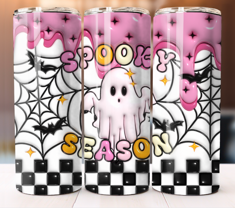 Spooky Season Ghost  Inflated Tumbler 20oz Skinny Cup Mug Stainless Steel