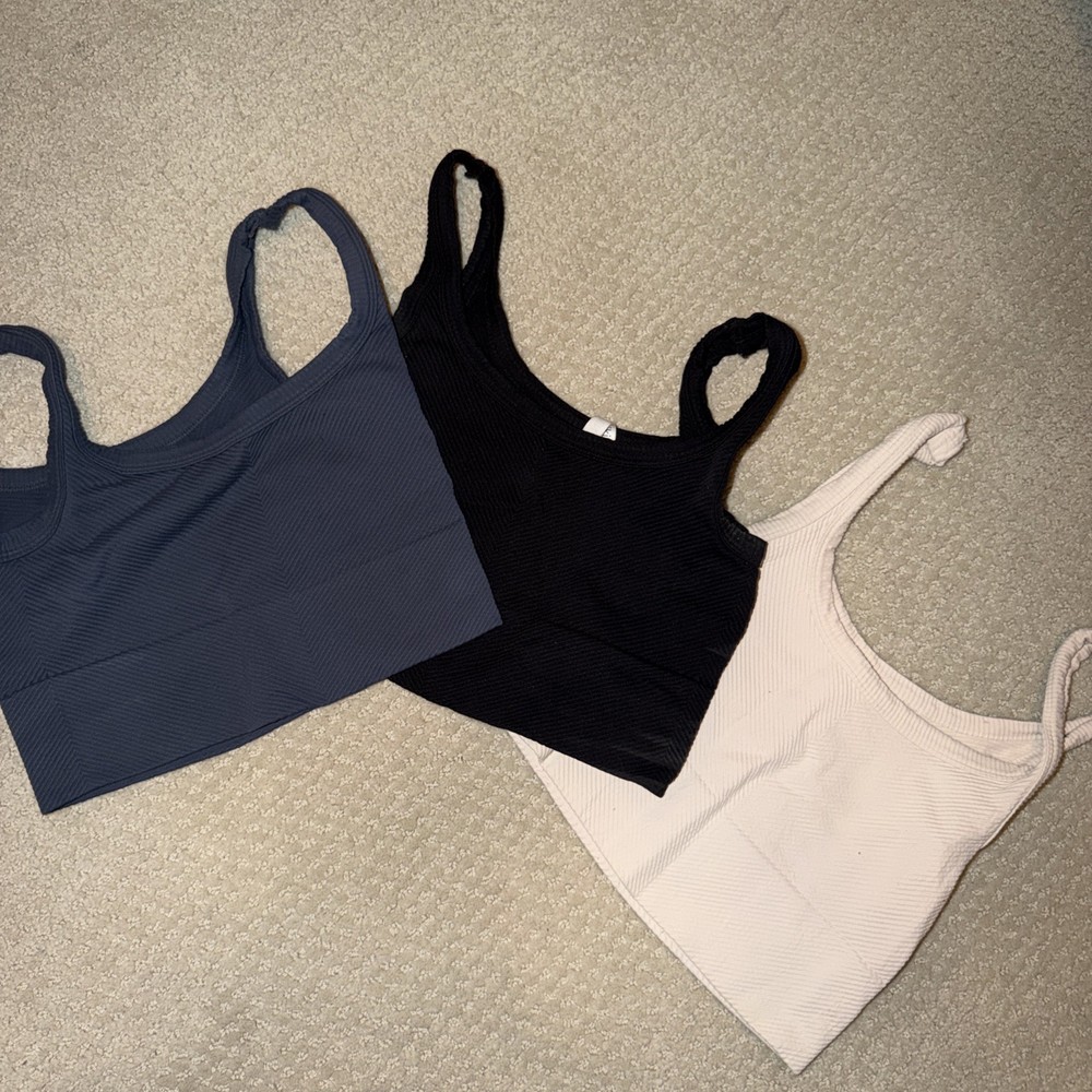 Lot of 3 Black Gray Cream Women's Nikibiki One Size Stretch Tank Tops Cami Shirt