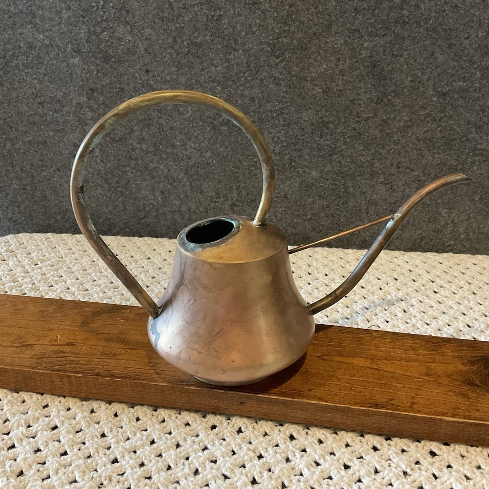 Vintage  Mid-Century Copper Brass Watering Can Long Spout