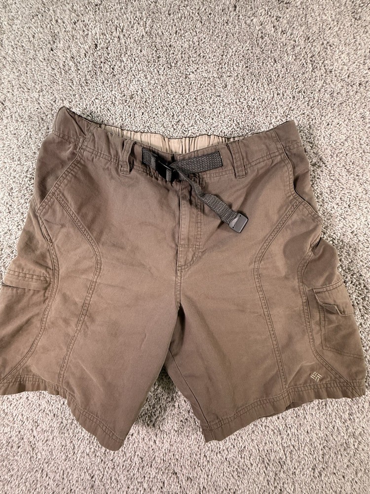 Columbia Mens Cargo Shorts Tan Khaki Hiking Outdoor Belted Size Medium