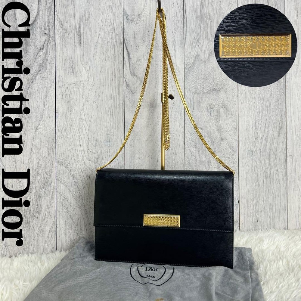 Christian Dior Rare CD Logo Leather Shoulder Bag with Chain Strap