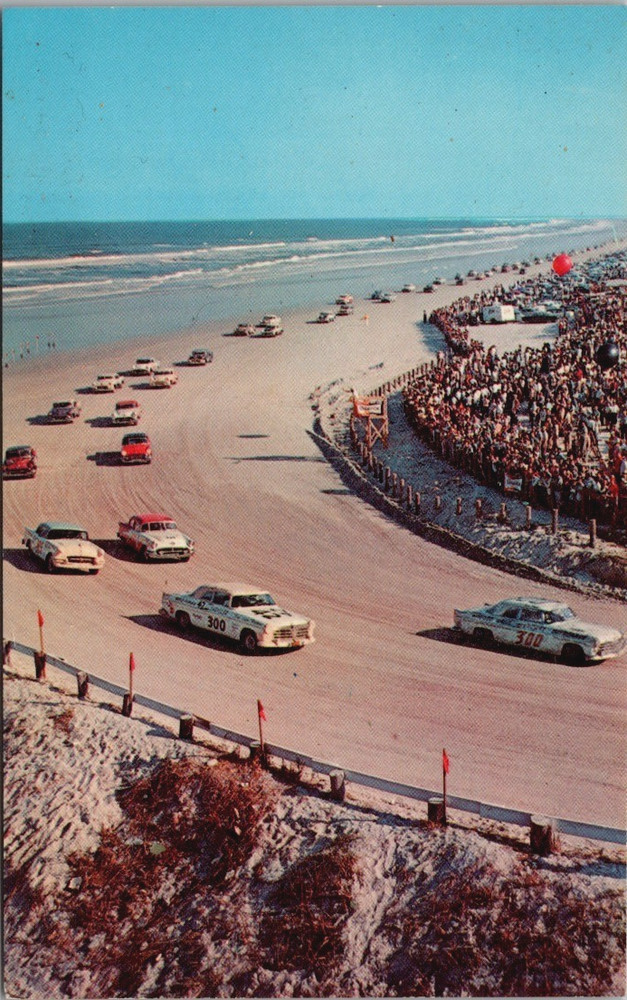 Daytona Beach North Turn Stock Car Racing Florida FL Chrome Postcard Unposted