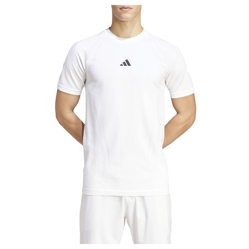 adidas Tennis Pro Seamless Crew Neck Short Sleeve T-Shirt Mens White Casual Tops