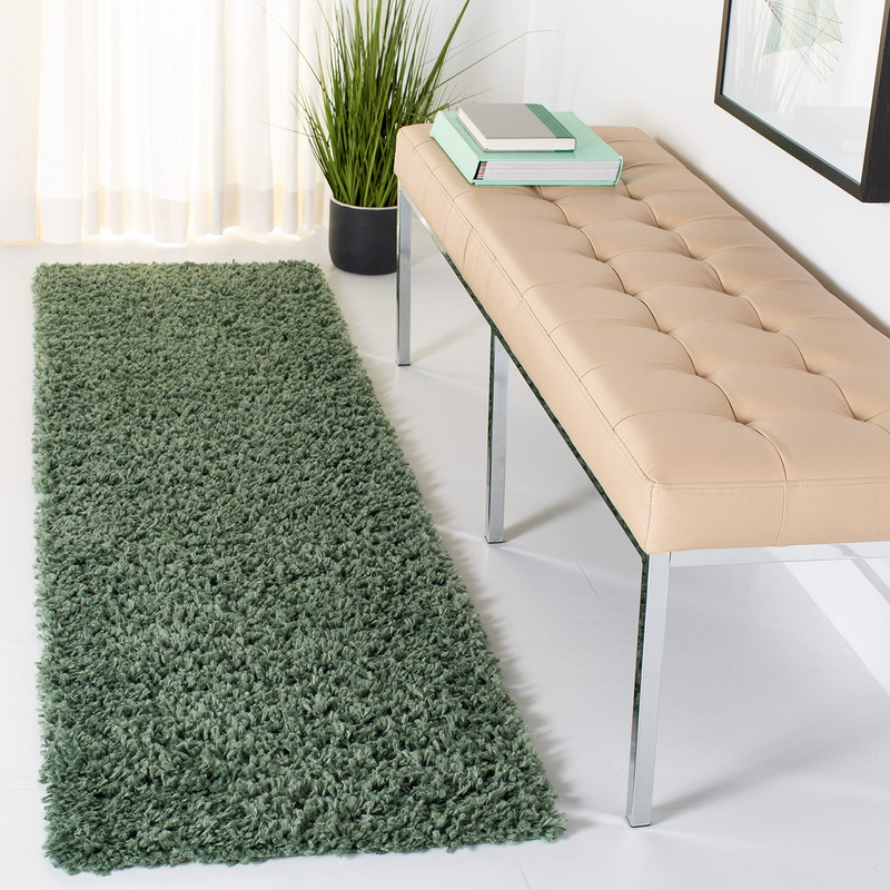 Safavieh August Shag Collection Runner Rug - 2 X 9 Green Solid Design