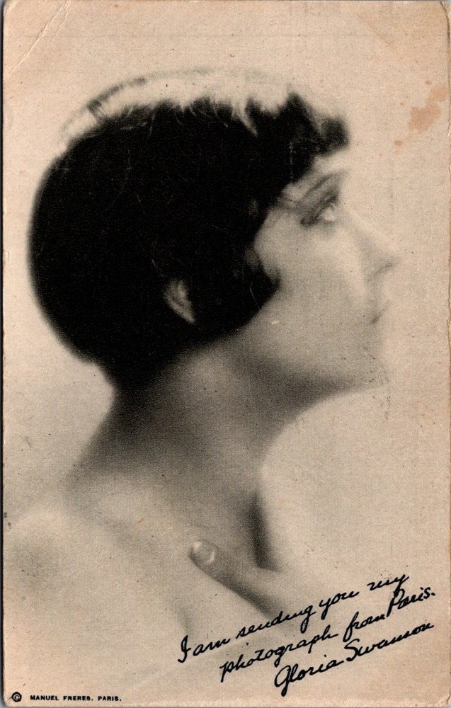 Gloria Swanson RPPC Autograph Postcard 1925 Hollywood Silent Film Star