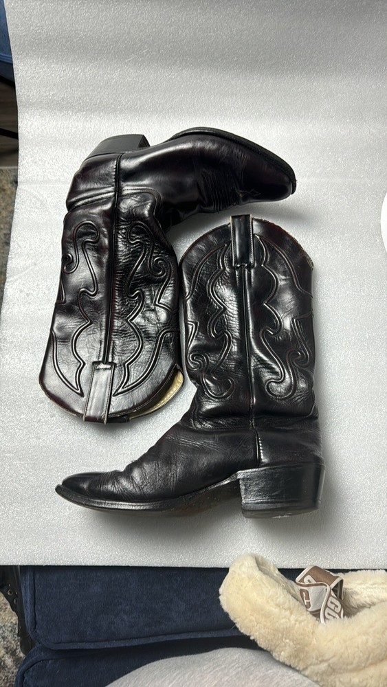 Vintage Black Western Cowboy Work Boots Men’s Size 9.5D Made in Mexico