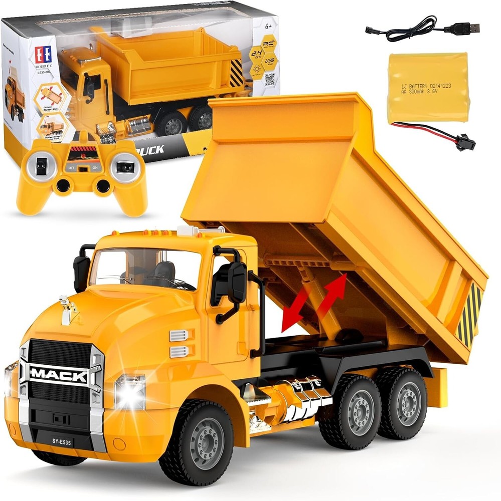 Durable 4WD RC Dump Truck with Sound and Lights - Fun Construction Toy for Boys