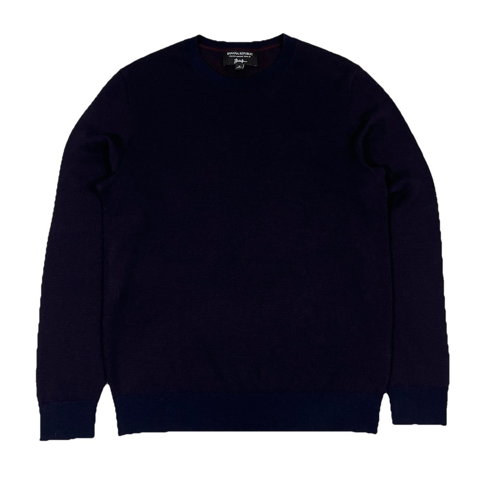 Banana Republic Italian Merino Wool Yarn Baruffa Preppy Navy Sweater Mens Medium