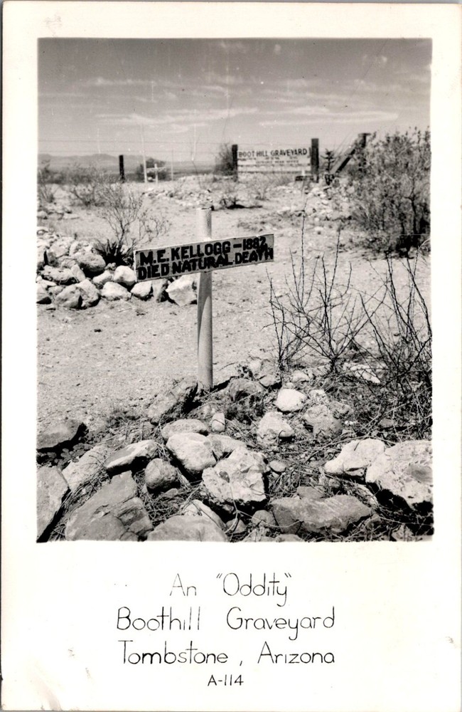 RPPC Grave Marker Boothill Graveyard Tombstone AZ Vintage Postcard U10