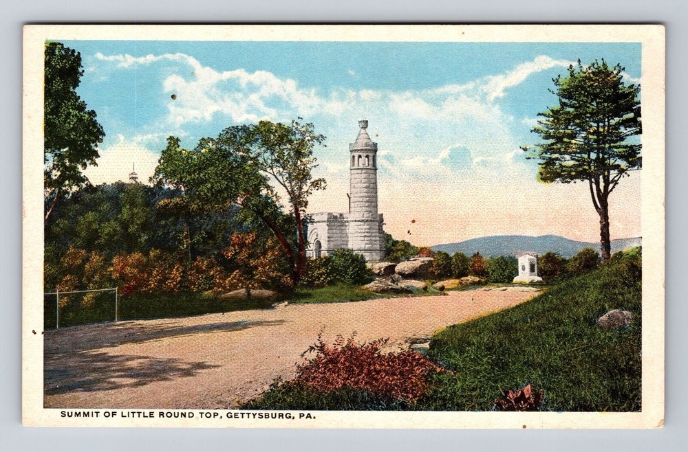 Gettysburg PA-Pennsylvania, Summit of Little Round Top, Vintage Postcard