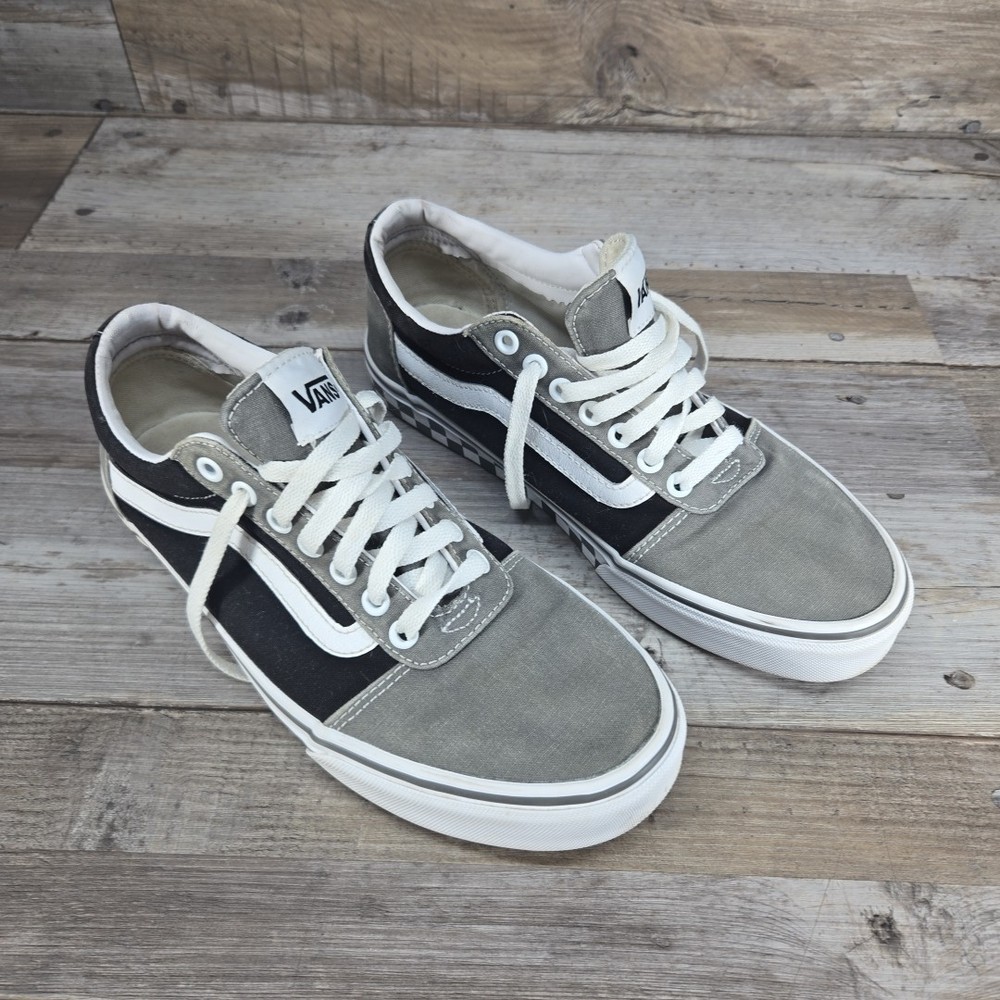 Old Skool VANS Off The Wall Shoes Men's Size 9.5 Gray Black Checkered Lace-Up