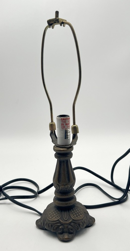 Vintage Cast Metal Table Lamp Raw Brass Accent Nightstand Light 13.75” T Works!
