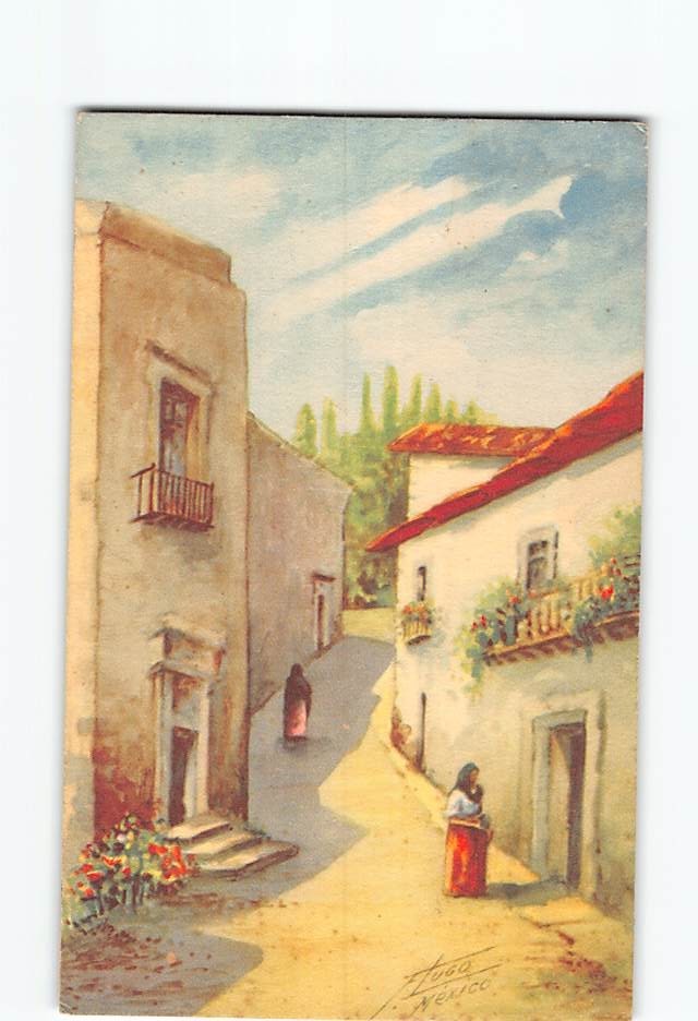 Postcard 1939 Taxco Guerrero Mexico Calle Street Scene View Vintage