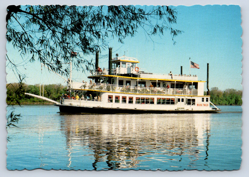 Vintage Postcard Riverboat Mark Twain Mississippi River Hannibal Missouri