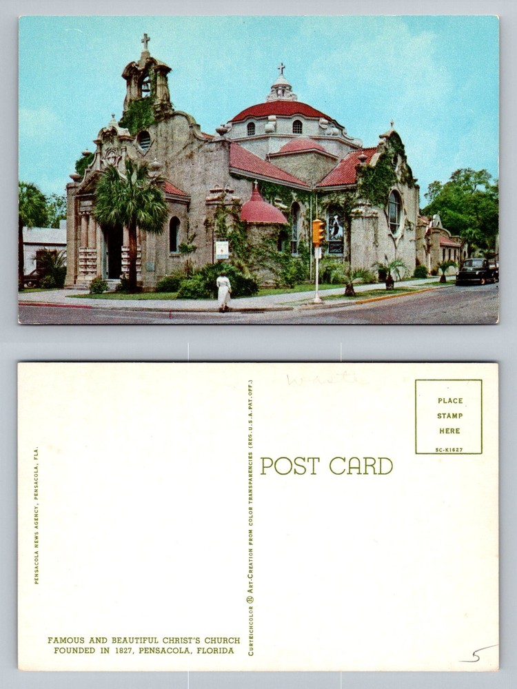Pensacola, FL-Florida, Christ Church Historic 1827 Red Dome Vintage Postcard