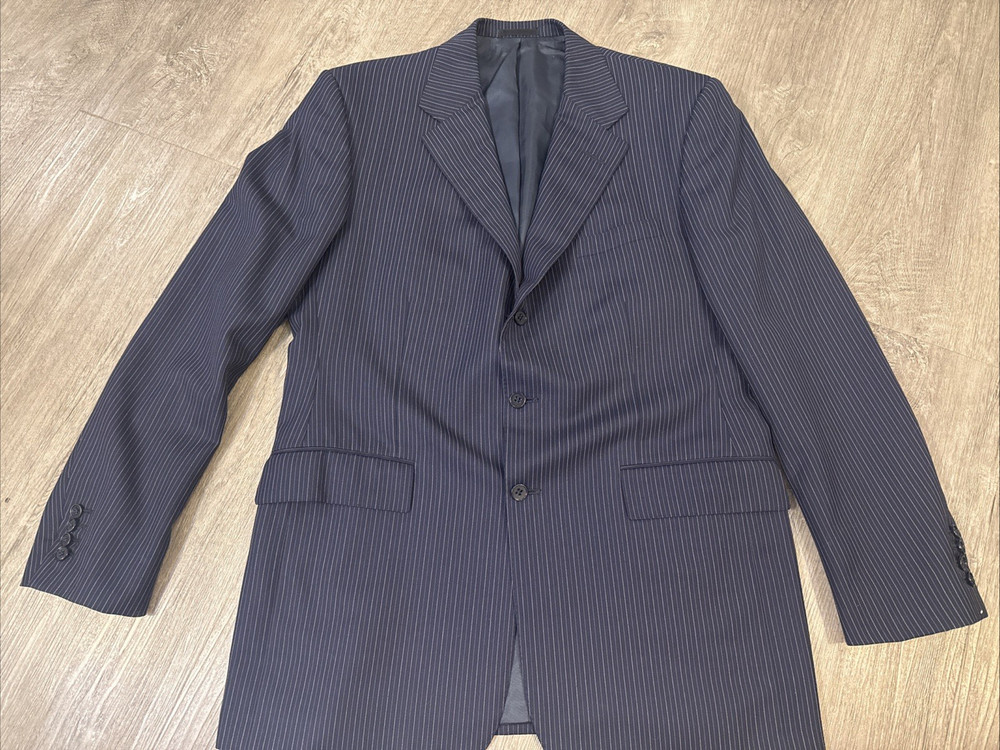 Ralph Lauren Purple Label Made in England Pinstripe 100% Wool Blazer 42L