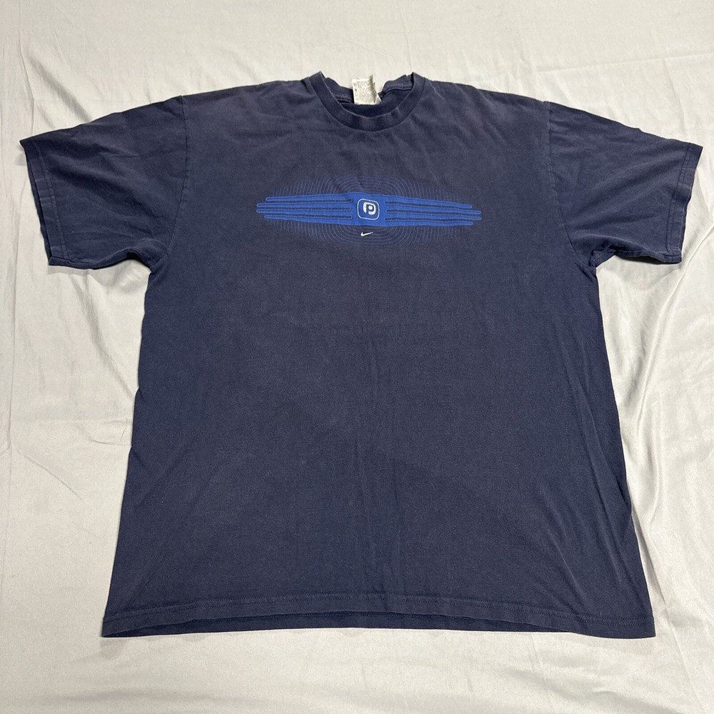 VTG Nike “P” Wings T-Shirt Men’s Large Blue Center Swoosh 2 Sided