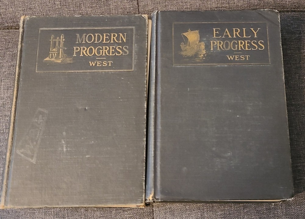 2 Books The Story Of Early & Modern Progress Willis Mason West 1920 Rare Vintage
