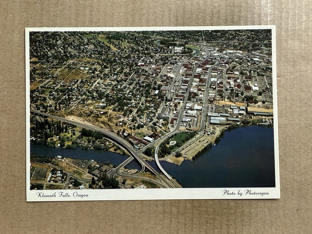 Postcard Klamath Falls OR Oregon Aerial View Vintage PC