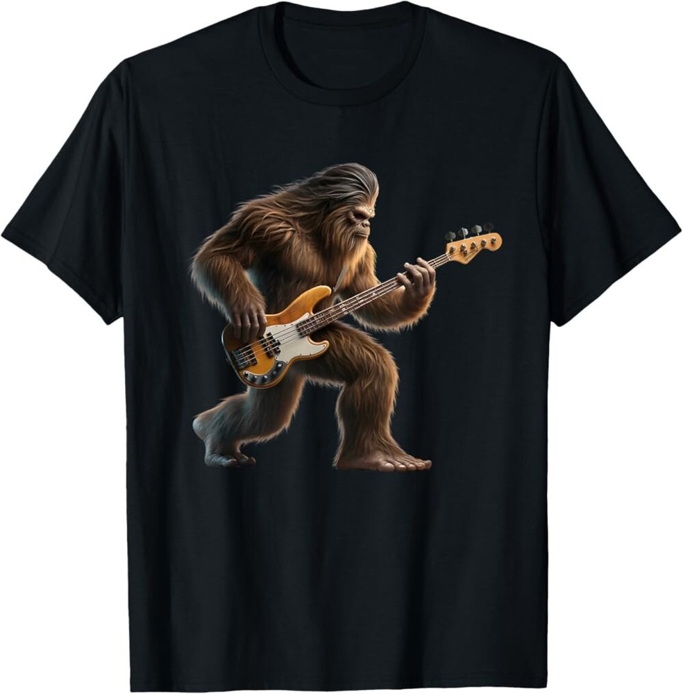 Bigfoot Playing a Electric Guitar Rock on Sasquatch Christmas T-Shirt,Unisex Tee