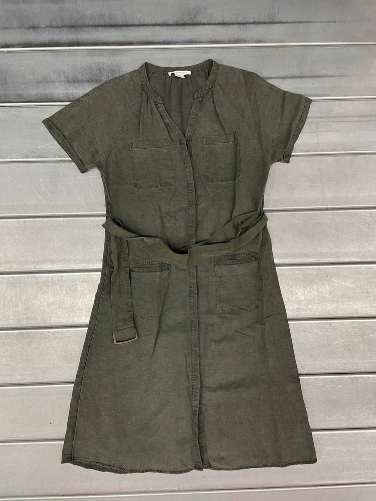 Lucky Brand Button Up Shirt Dress Womens Small Linen Blend Midi
