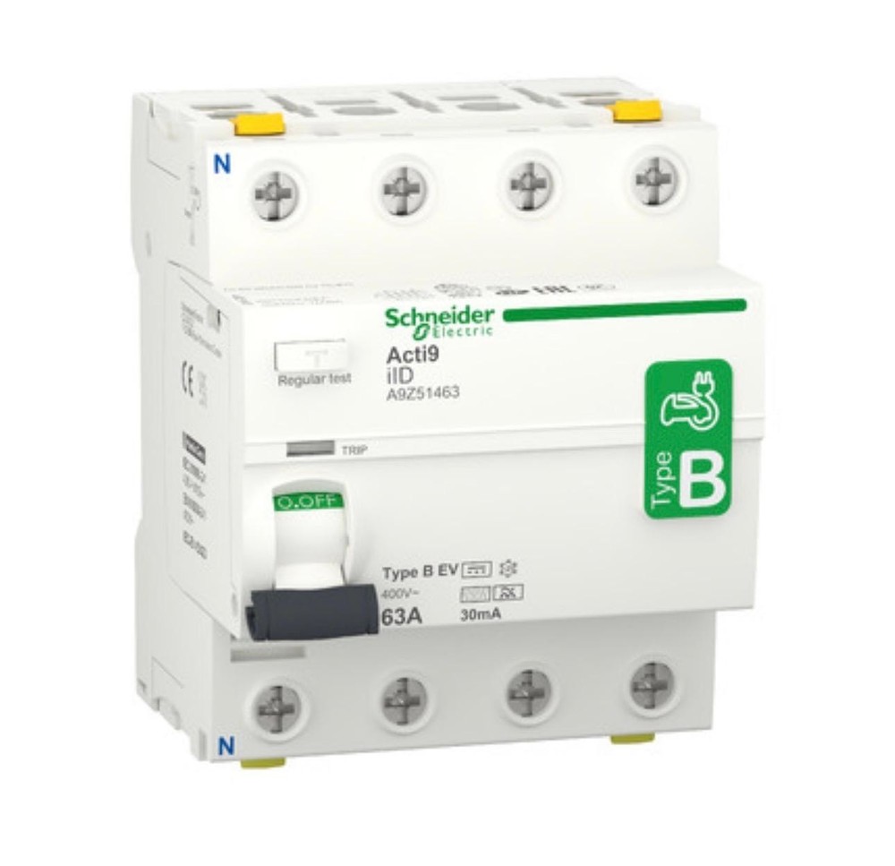 Schneider Electric  A9Z51463 RCCB - 4P - 63A - 30mA B EV TYPE