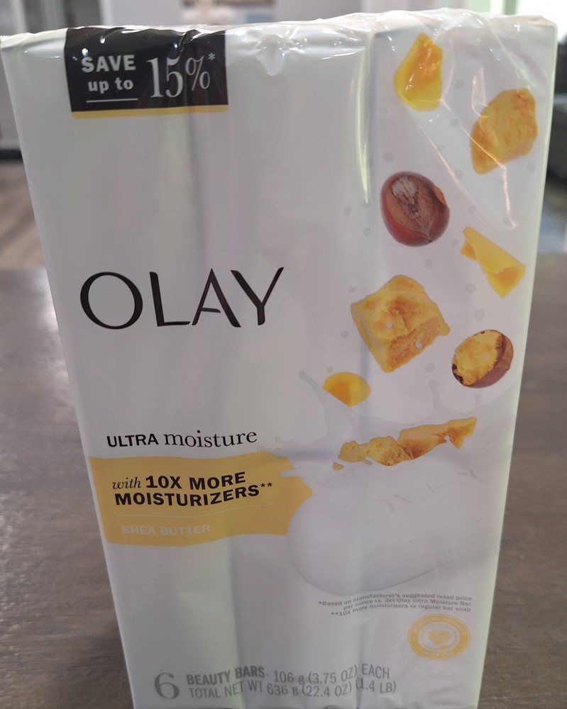 OLAY ULTRA MOISTURE BEAUTY BARS SOAP SHEA BUTTER 6 PACK NEW