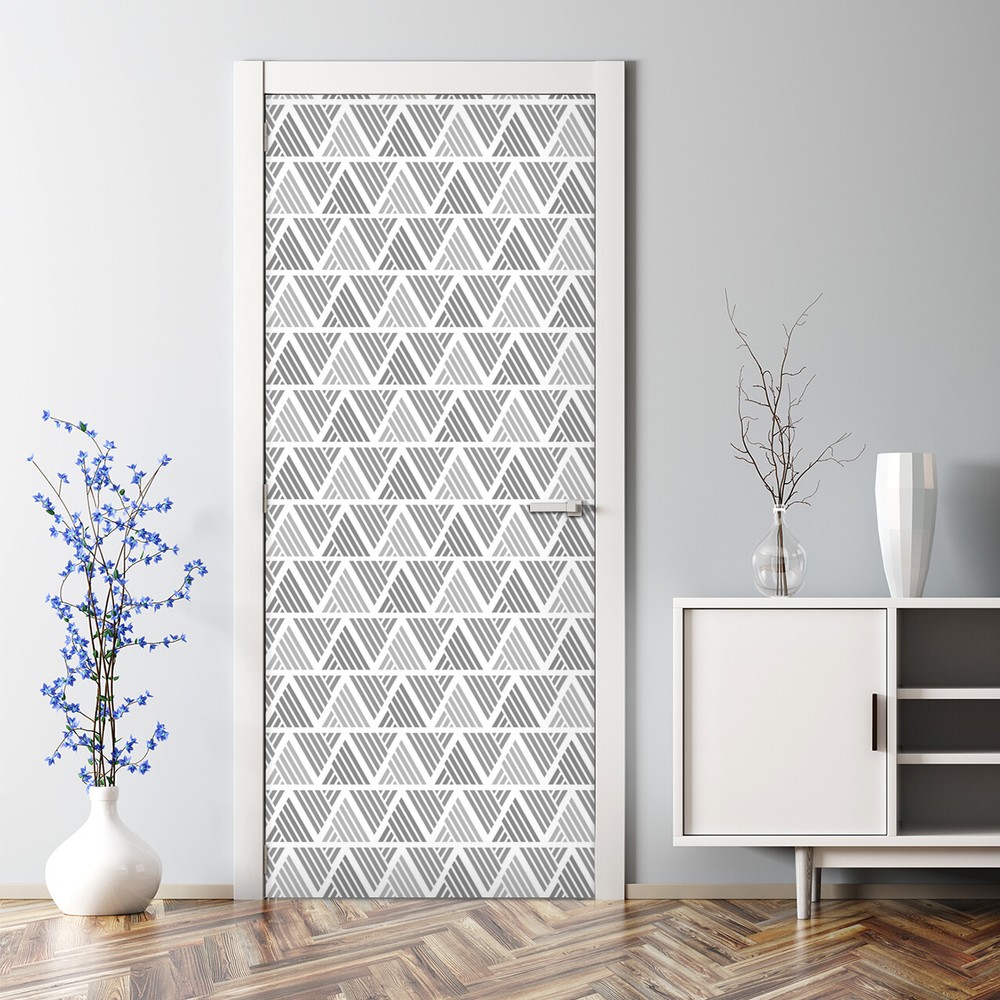 Modern Triangle Seamless Pattern Self adhesive Peel and Stick Door Wrap  sticker