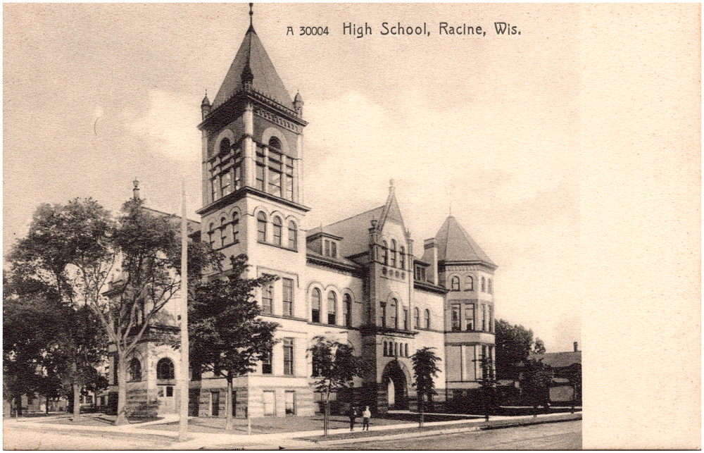 Racine High School Building Wisconsin WI 1900s Antique Postcard UDB