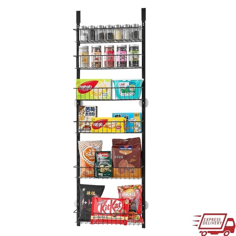 Door-Mounted Pantry Organizer Adjustable Storage Rack Spice Holder Kitchen New