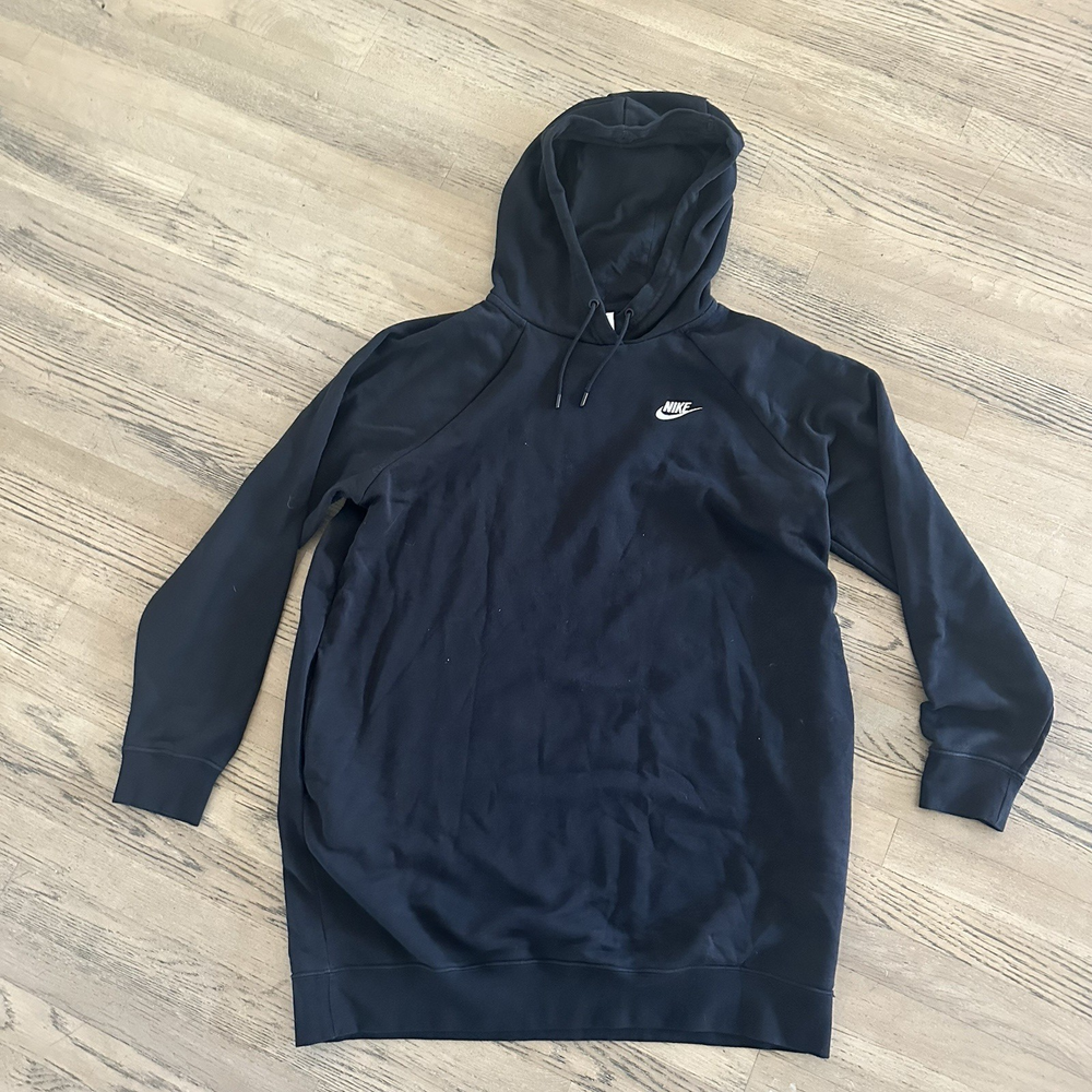Nike BV9239-010 Women's Oversized Fleece Long Sleeve Black Hoodie Dress Medium