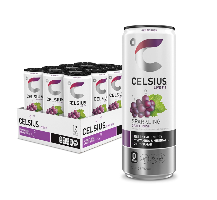 CELSIUS Sparkling Grape Rush Fitness Drink - Pack of 12