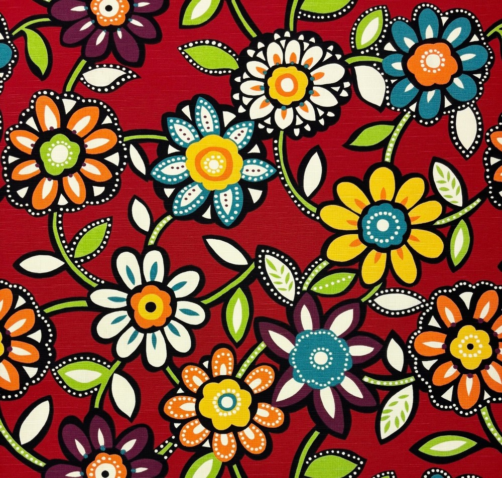 RichLoom Wizard Graffiti Red Abstract Floral Fabric 54