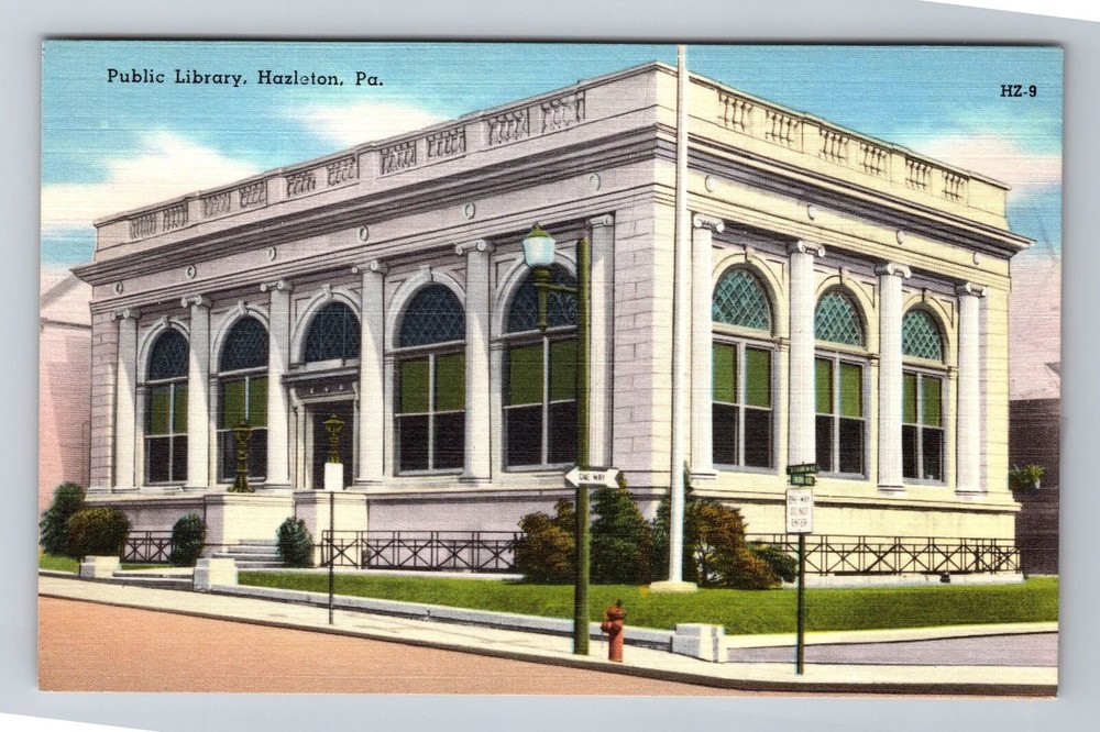 Hazleton PA-Pennsylvania, Public Library, Antique Vintage Souvenir Postcard