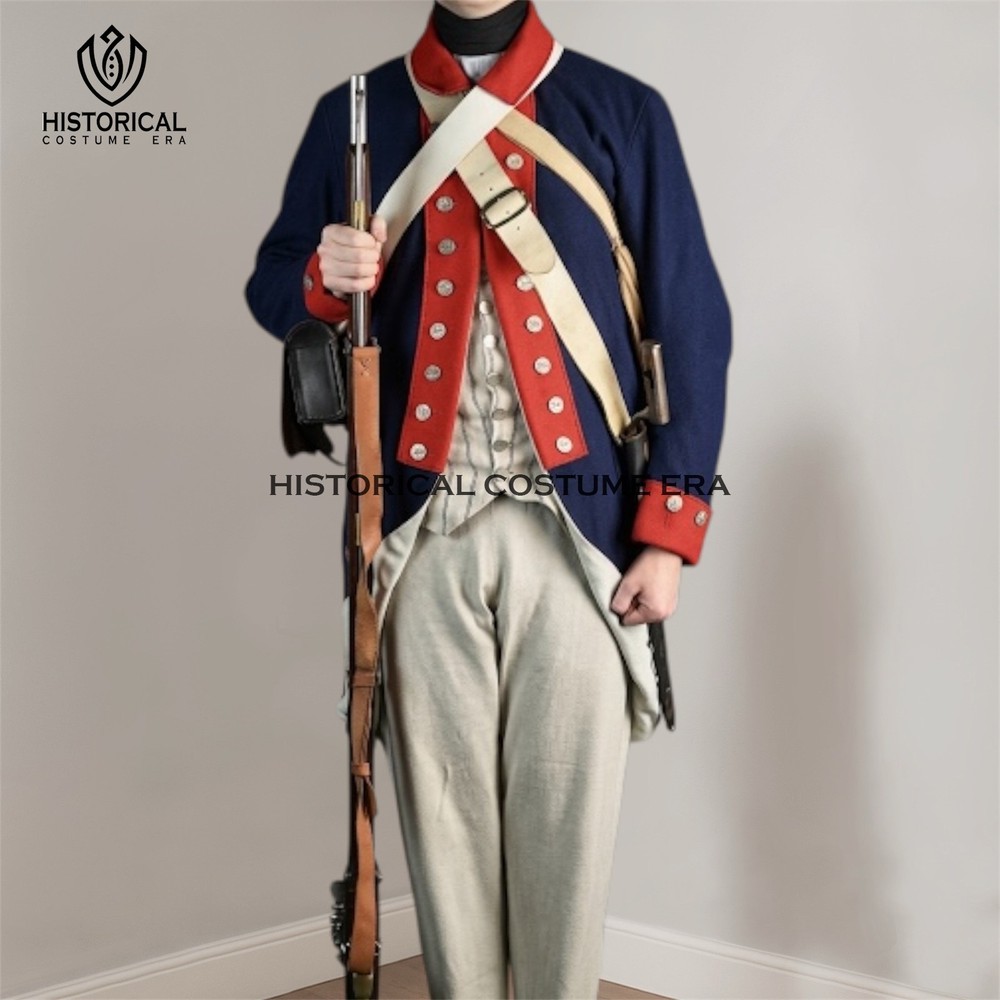 Continental Army Wool Coat, 1770s American Revolutionary War Reenachtment Jacket