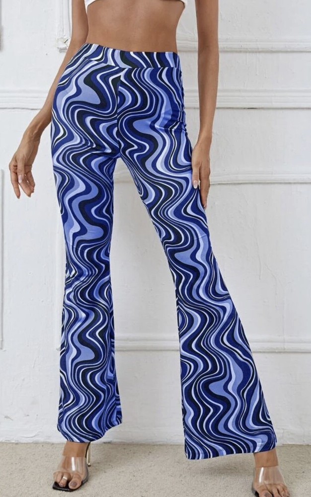 Shein Marled Print High Waist Retro Flare Leg Pants Size Medium 70’s
