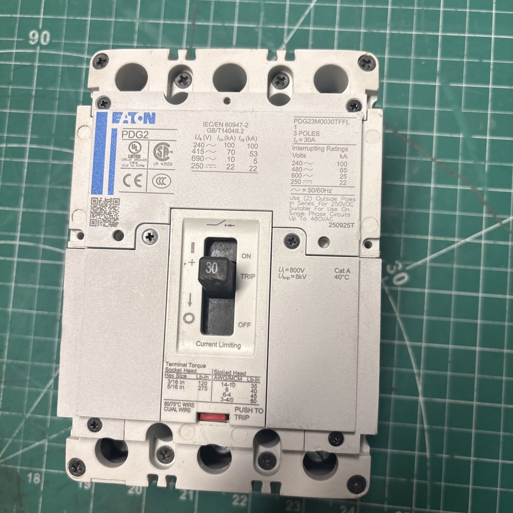 EATON PDG PDG2 PDG23M0030TFFL 3 Pole 30 Amp 600V Circuit Breaker