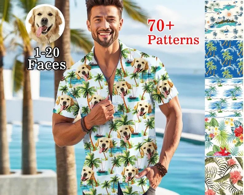 Custom Dog Face Hawaiian Shirt Pet Lover Personalized Summer Beach Gift