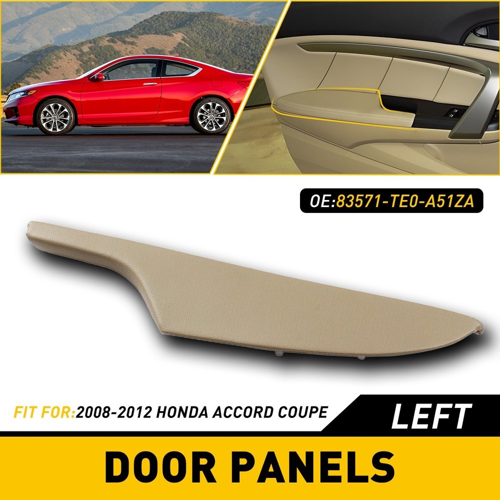 For 2008-2012 Honda Accord Coupe Left Driver Side Door Armrest Panel Beige Tan