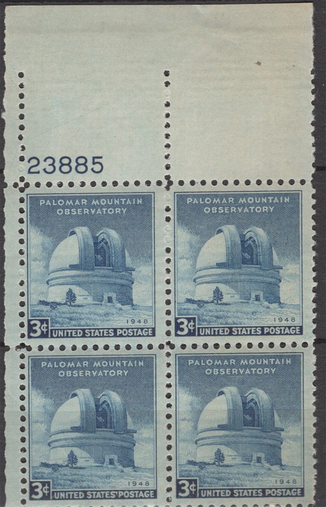 1948 3¢ Palomar Observatory Plate Block of 4 Stamps Mint NH Scott 966