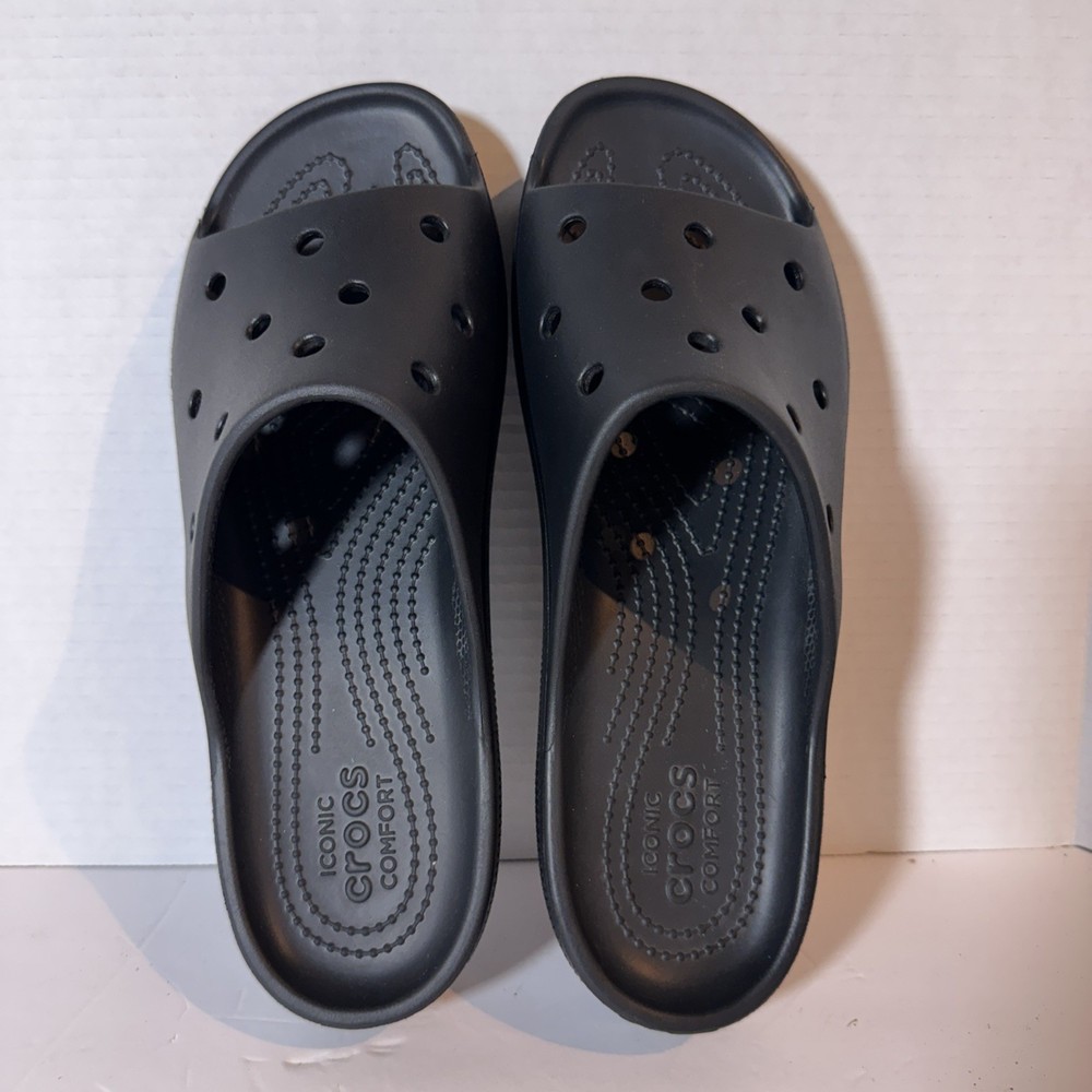 Crocs Classic Platform Slide Sandal Womens Size 8 Black Comfort Slip On